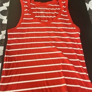 Women’s Nine West Red and White Striped Tank Top Size Large